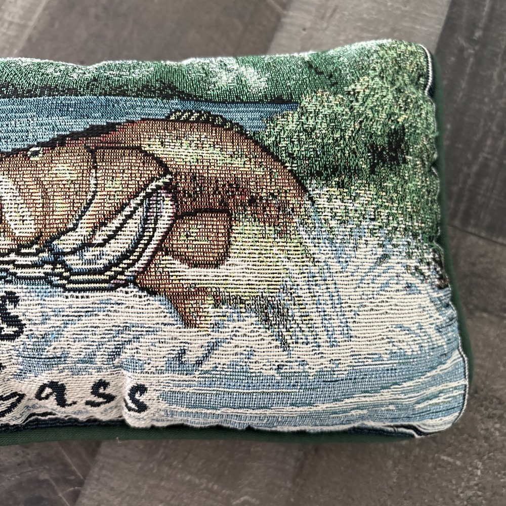 Kiss My Bass Novelty Pillow 12"x7" Tapestry Decorative Bass Fishing fisherman - Picture 3 of 8